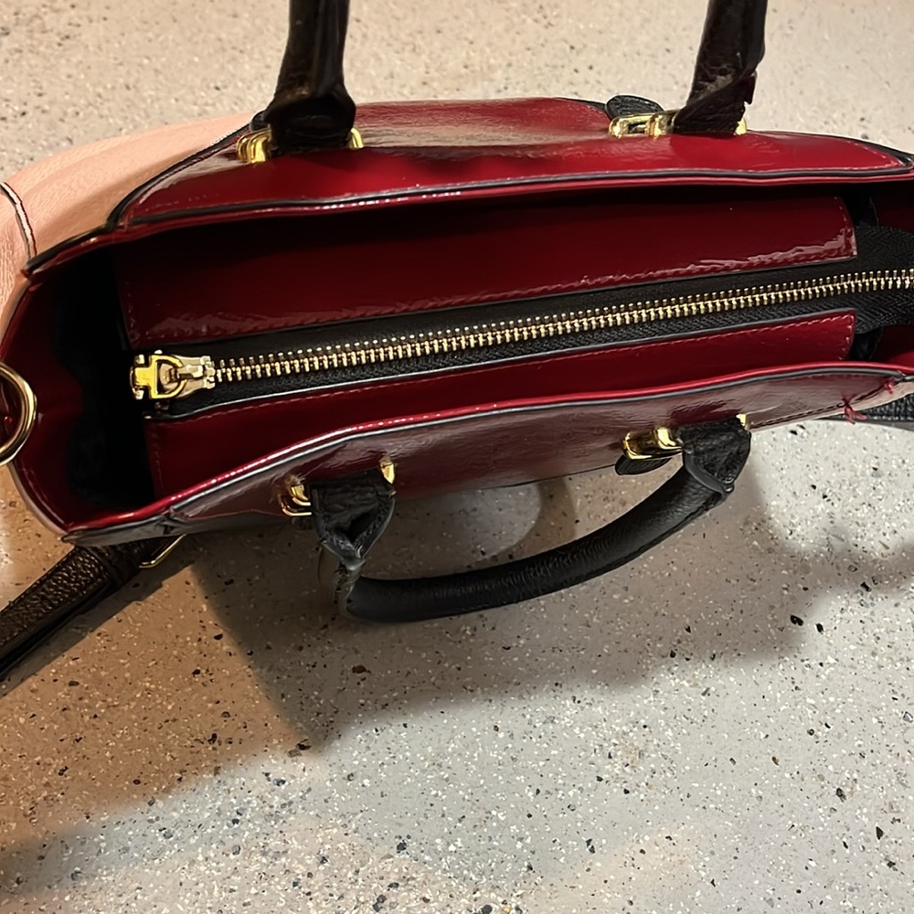 STEVE MADDEN COLORBLOCK CROSSBODY SATCHEL BAG BLACK PINK RED - Picture 7 of 16